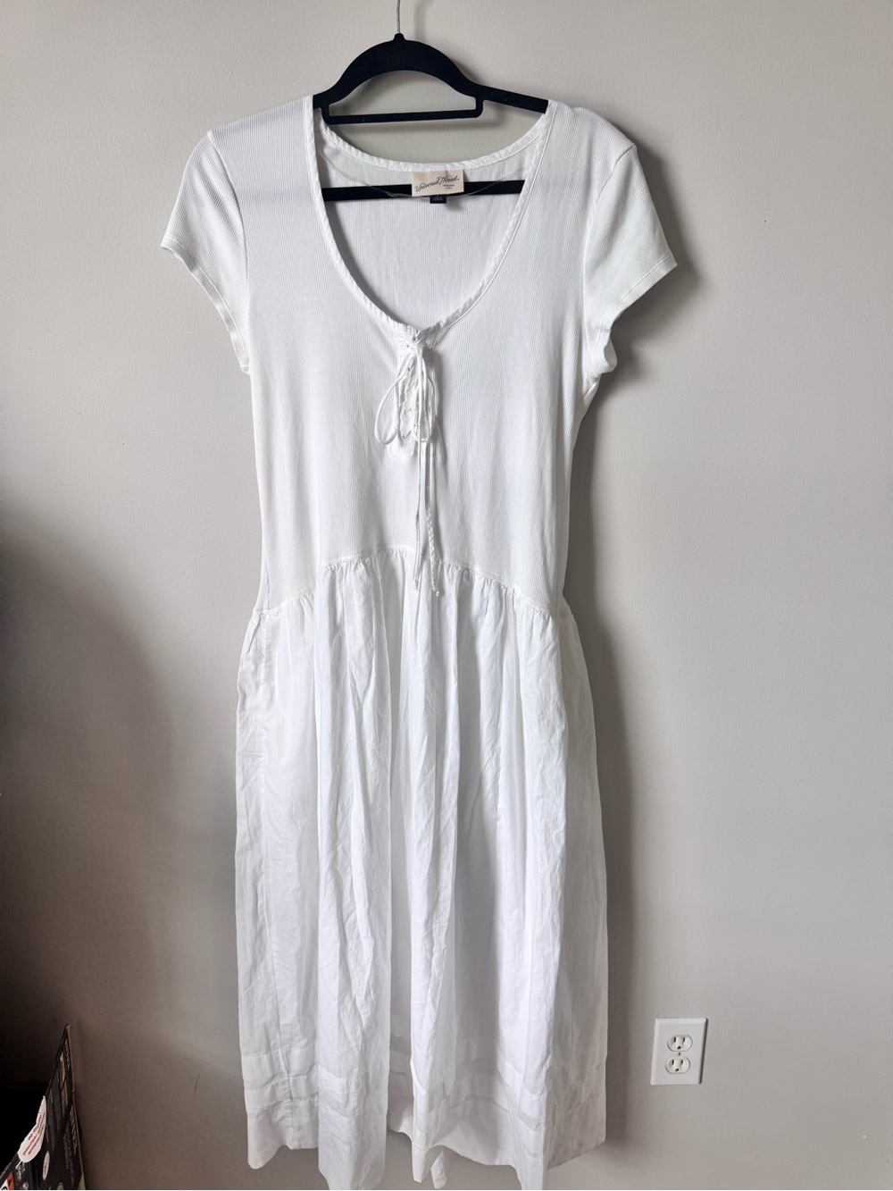 Universal Thread White Tie-Front Short Sleeve Midi Dress